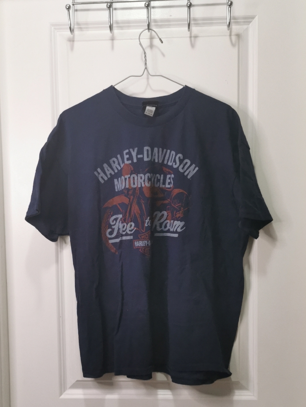 Harley-Davidson Navy Short Sleeve Tee with Orange Graphic